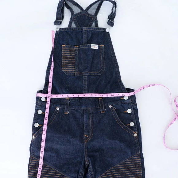 True Religion Dark Wash Blue  100% Cotton Denim Overalls Med - Picture 6 of 15